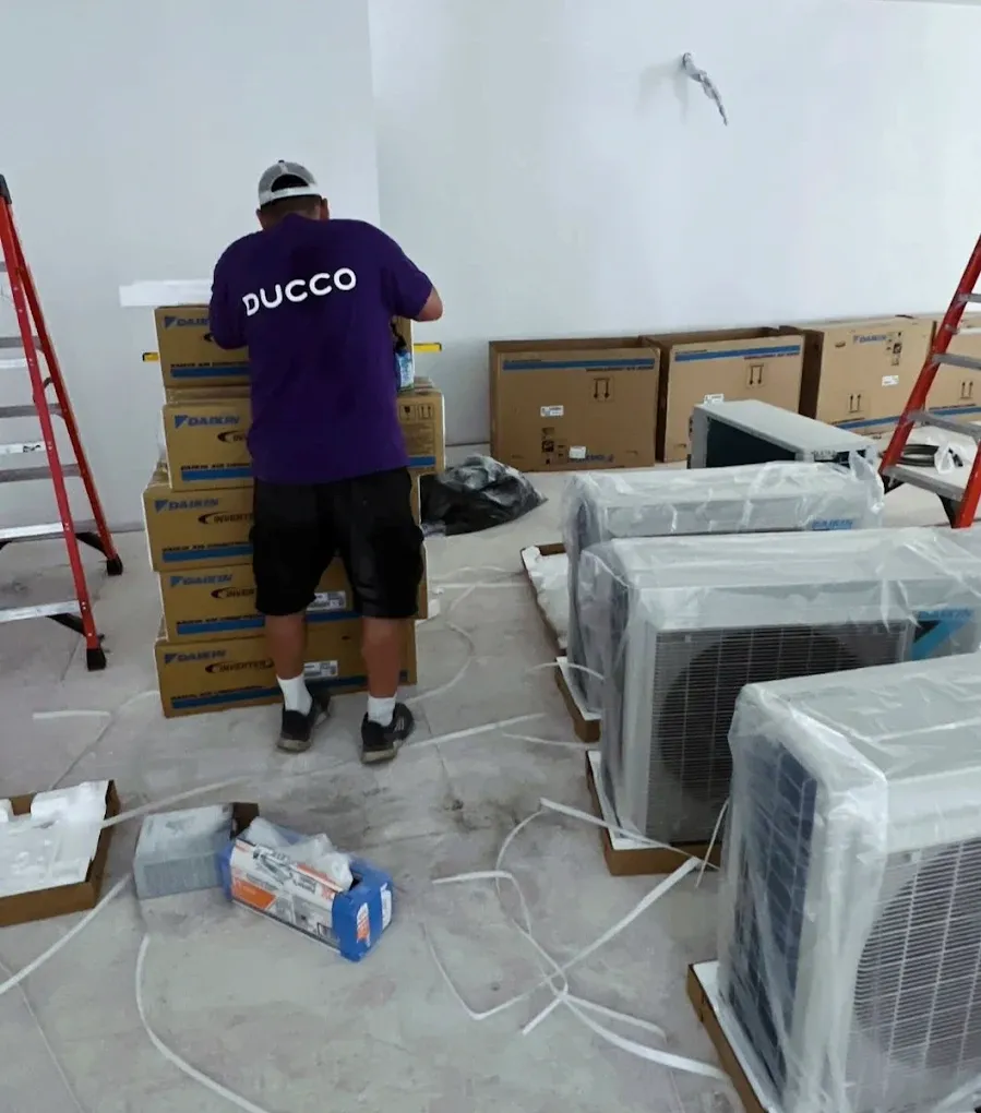 Ducco team staging Daikin mini-split systems