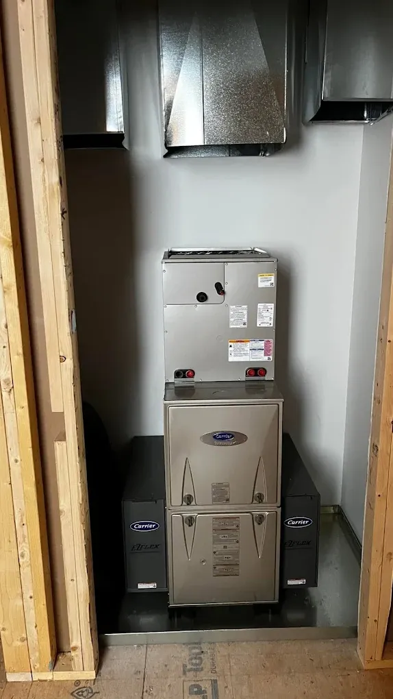 Carrier furnace and coil in a utility closet