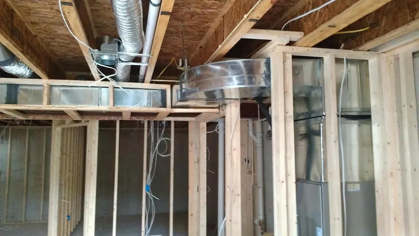 Ducco HVAC ductwork rough-in on a new-construction job